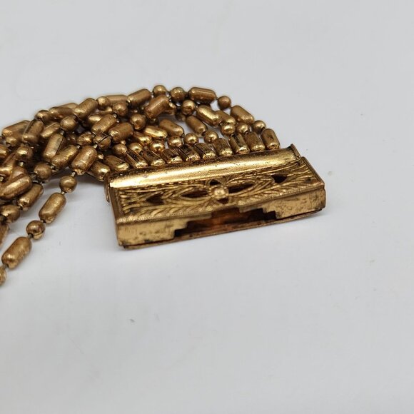 Vintage 1930’s Art Deco Brass Dangle Swag Wide Collar Multi Strand Necklace - Picture 8 of 8